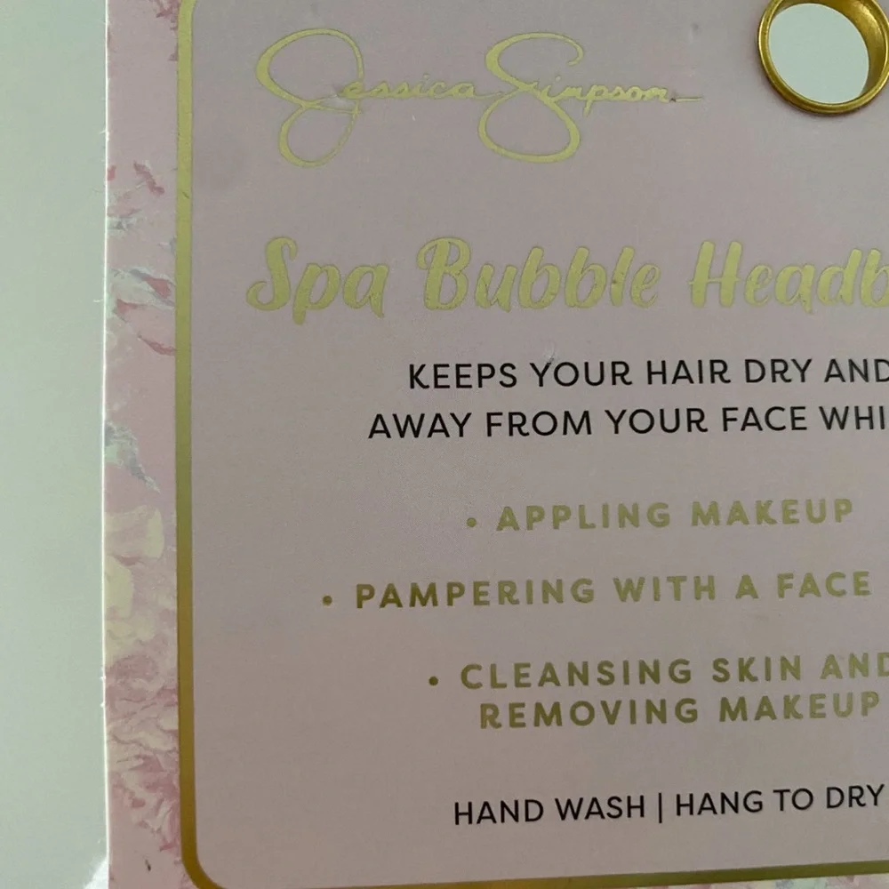 Jessica Simpson Pink plush Spa Bubble washing face Makeup Absorbent Headband NWT